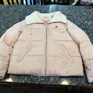 Pink Levi's Women’s Sherpa lined Jacket with Logo Patch